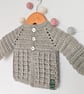 Merino Wool Baby Cardigan Greige Grey