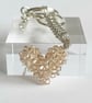 Handbag Charm, Golden Crystal Puffed Heart, with a Chainmaille Chain and Keyring - Image 4
