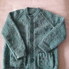 Hand Knitted Boys Round Neck Cardigan