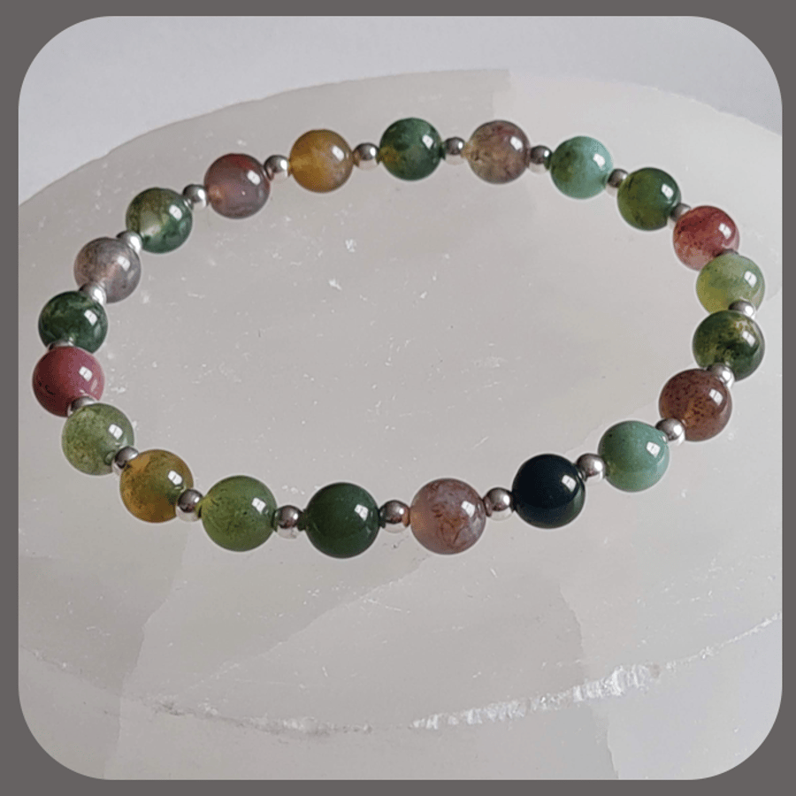 Indian Agate and sterling silver bracelet