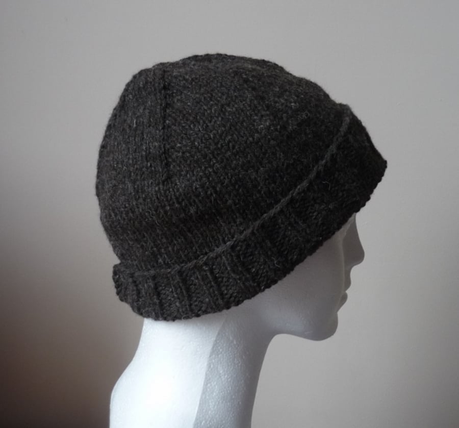 Men's knitted beanie - Guys' wool blend hat - Folksymen