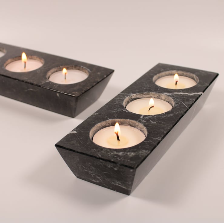Rectangle Marble Tea Light Holders Black White Onyx Candle Holders Tealights
