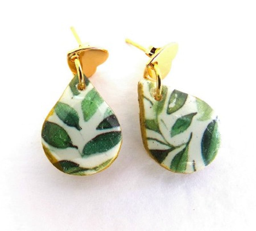 Water Drop Earrings with Gold Plated Studs