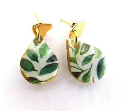 Water Drop Earrings with Gold Plated Studs