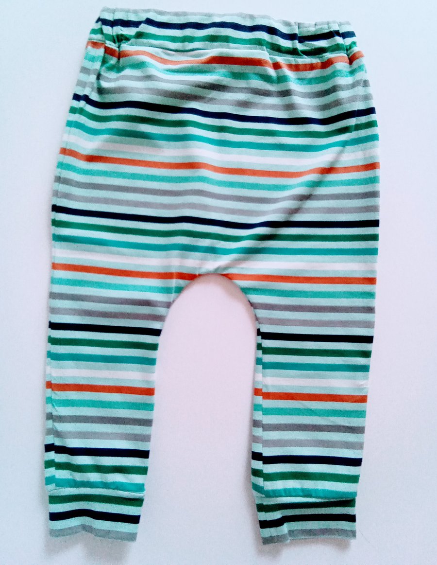 Leggings, 6-12 months, stripey leggings, baby trousers, pale blue stripe 