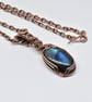 Wire Wrapped Blue Labradorite and Copper One of a Kind Pendant - Image 4