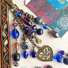 September birthstone, handmade bag charm, Lapis Lazuli semi-precious stone