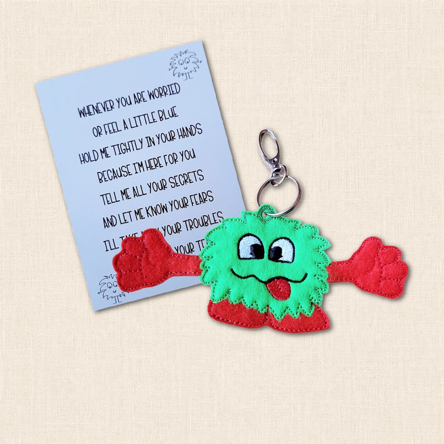 Worry Monster Pocket Hug - Embroidered Felt Pocket Pal