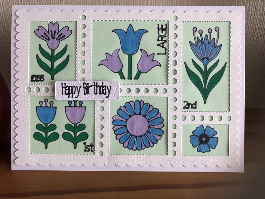 Postage Stamp Birthday Card For Her Personalisation Special Occasion Card
