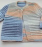 Babies Handknitted Jacket Cardigan, Peach and Blue, 6 to 12 monthes, hm110