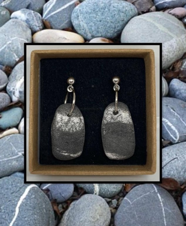 Beach stone light weight clay earrings
