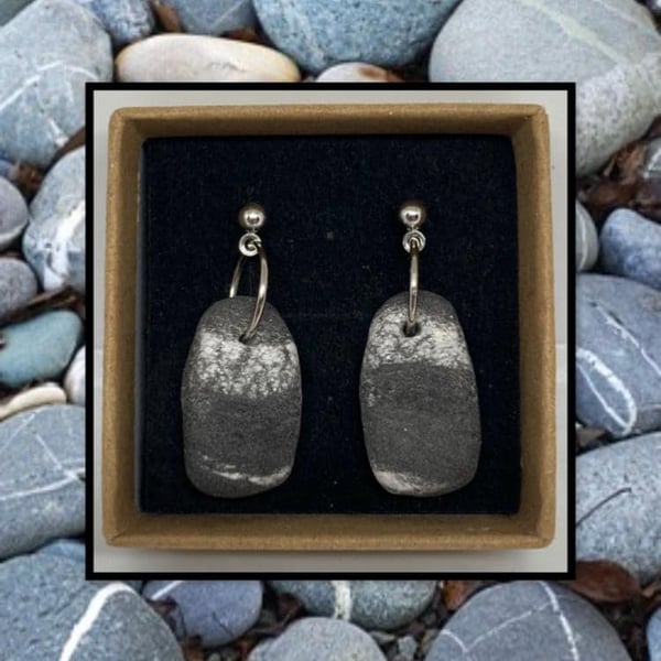 Beach stone light weight clay earrings