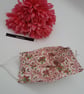 Face mask,  small, 3 layer, adjustable, washable in pink and white flowers.  - Image 7