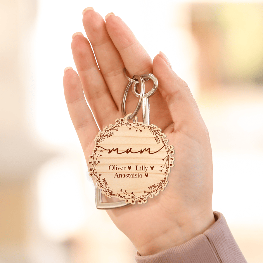 Personalised Mum Keyring - Special Small Gift, Floral Design, Mothers Day Gift