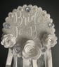 Bride to be badge - Rosette in white and silver  - Image 2