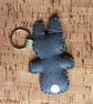 Rabbit on Back, Grey & White Felt Keyring - Bag Charm - Image 2