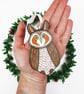 Long eared owl hanging Christmas tree ornament, Owl stocking filler. - Image 2
