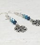 Snowflake earrings with blue Swarovski crystals, silver plated - Image 6