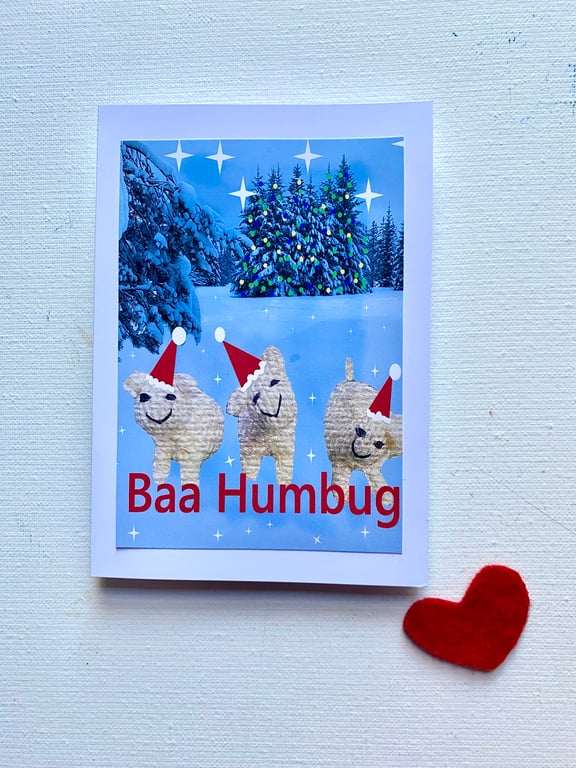 Cute comical, baa humbug Christmas card