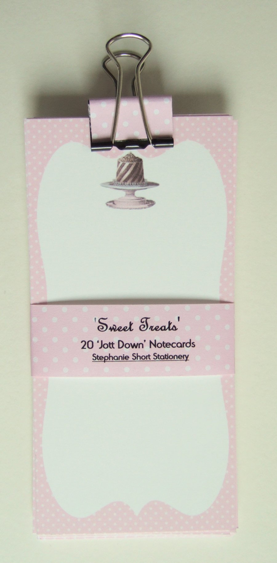 'Sweet Treats' Set of 20 'Jott Down' Notecards,Handmade Notecards