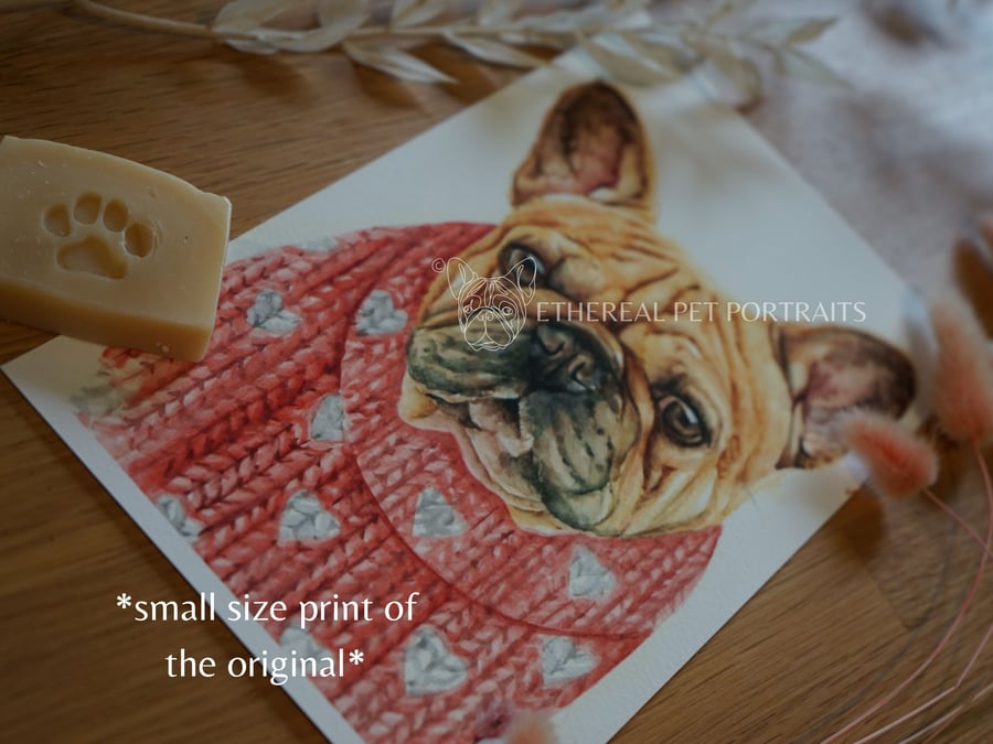 French Bulldog Watercolour Print - Small Pet Wall Art - Gift for Dog Lovers
