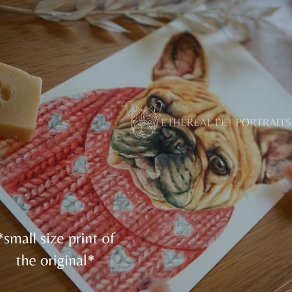 French Bulldog Watercolour Print - Small Pet Wall Art - Gift for Dog Lovers
