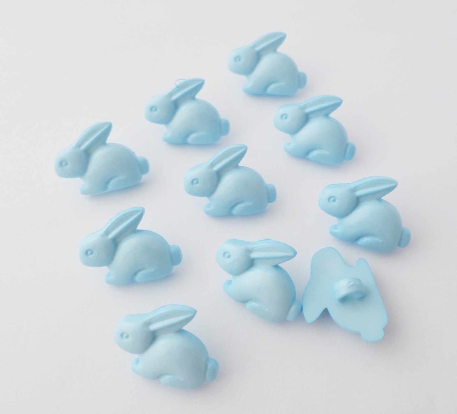 Bunny rabbit buttons baby blue animal buttons 15mm