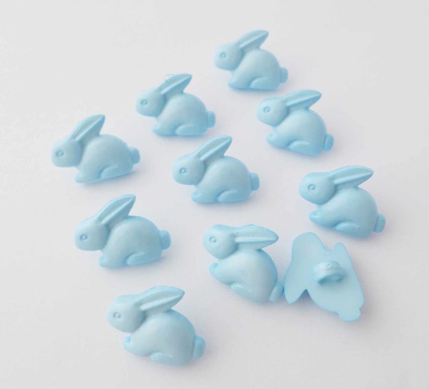 Bunny rabbit buttons baby blue animal buttons 15mm