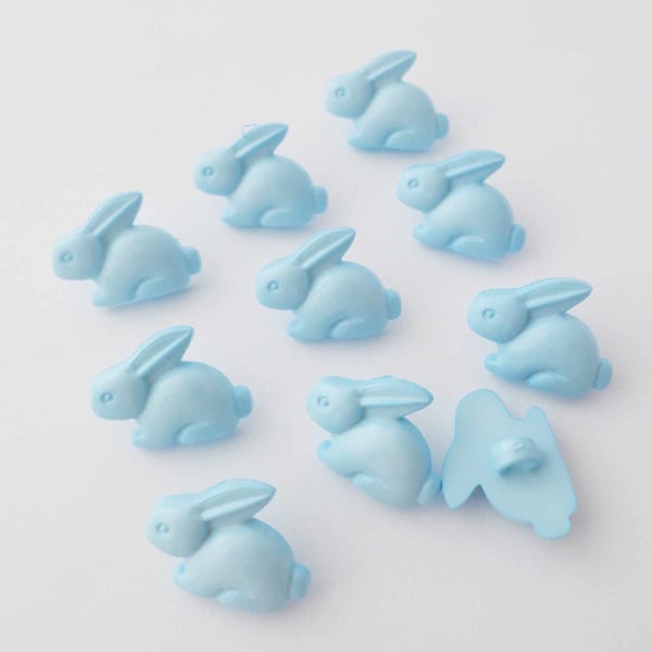 Bunny rabbit buttons baby blue animal buttons 15mm