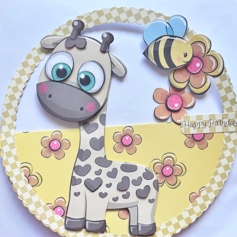Giraffe rocker birthday card