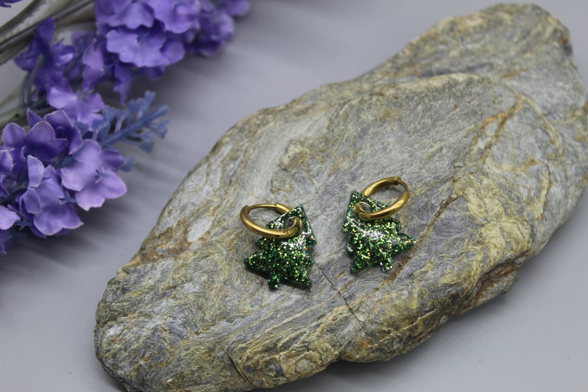 Christmas Tree Earrings, Christmas Jewellery, Sparkly Christmas Gift for Her