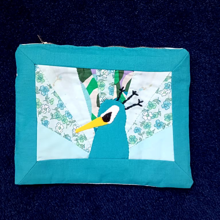 Padded case for phone, kindle etc.  Peacock bag