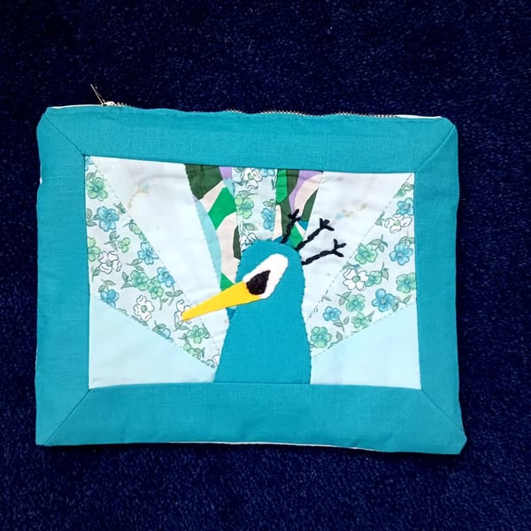 Padded case for phone, kindle etc.  Peacock bag