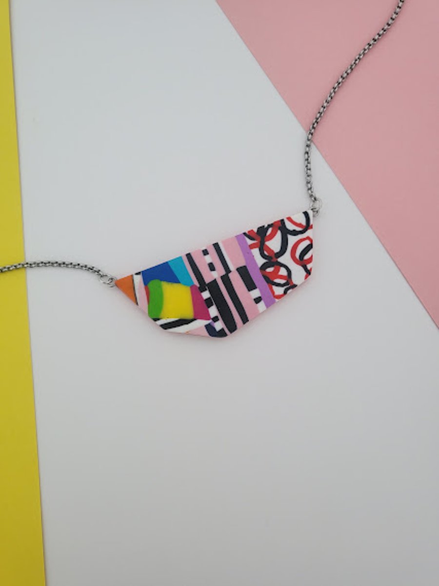 Handmade Polymer Clay Necklace - Abstract Melody Necklace