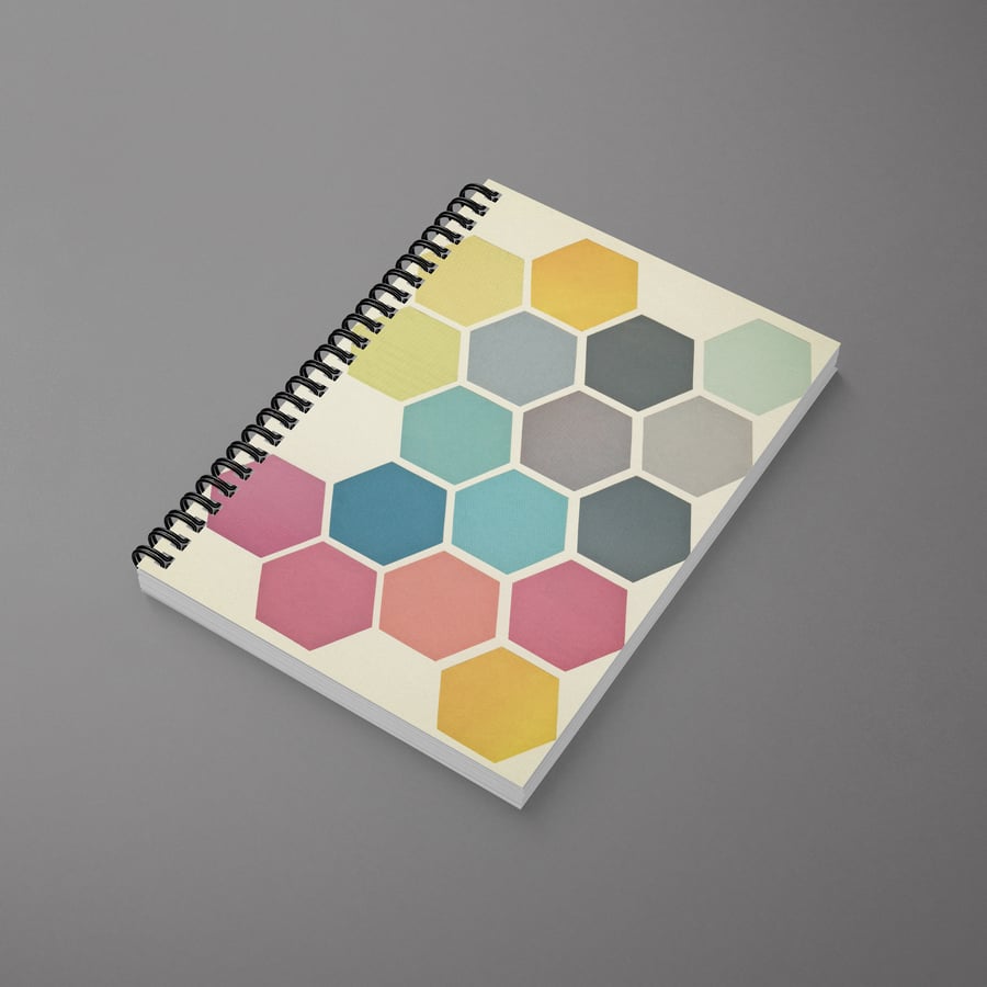 Geometric Spiral Notebook - Honeycomb II