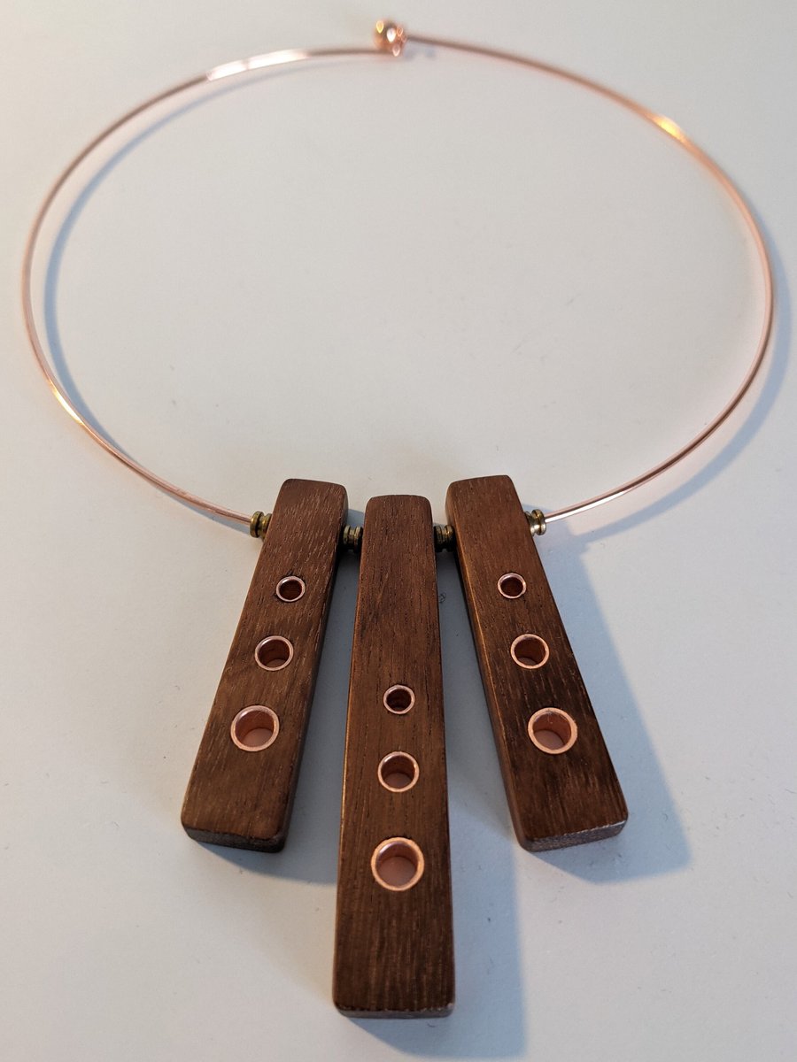 Granadillo & Copper Triple Pendant, Made to Order