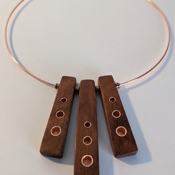 Granadillo & Copper Triple Pendant, Made to Order