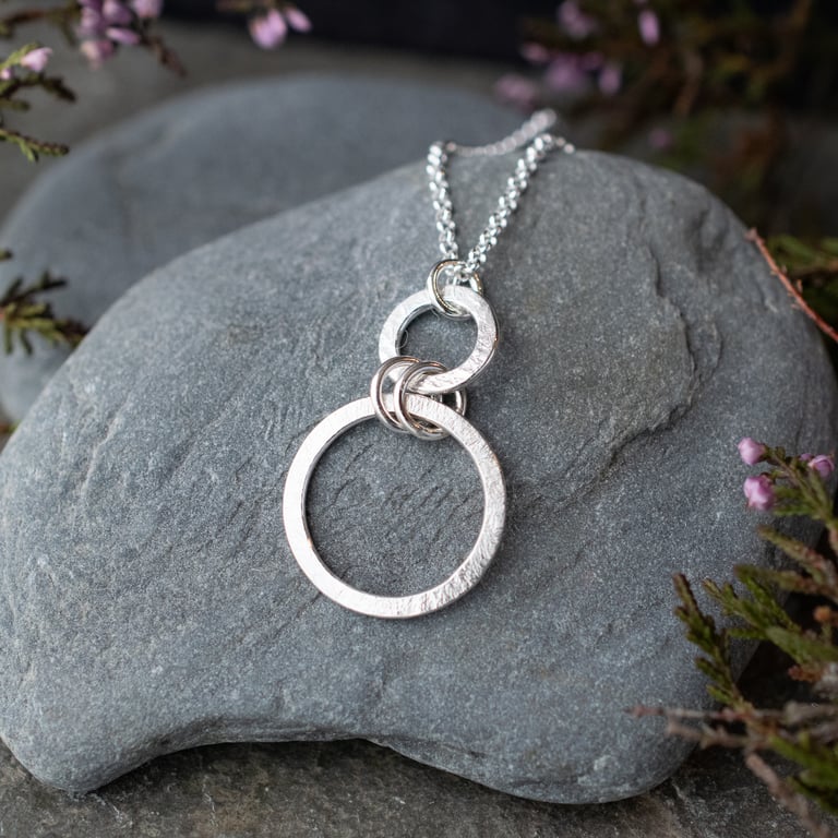 Sterling Silver Circles Necklace - Geometric Jewellery