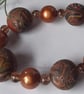 Conker brown, black and gold handmade polymer clay necklace - Image 4