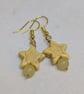 Butter yellow howlite star and agate bead earrings with gold coloured ear wires  - Image 1