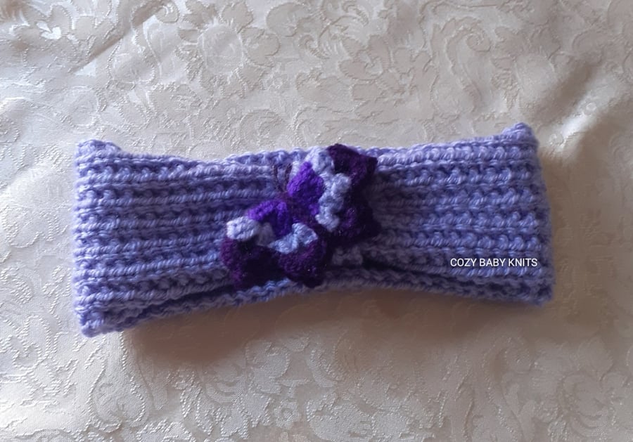 EARWARMERS WITH BUTTERFLY MOTIF 