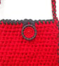 Crossbody Boho Festival Bag, Purse, Red & Black, Handspun Crocheted, Merino  - Image 4