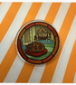 Stained glass window style pin brooch - Milly sleeping by the fire