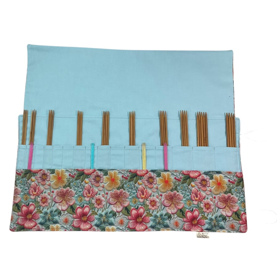 Double pointed case, floral DPN Case, knitting needle case, crochet hook case, 