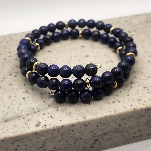 Lapis Lazuli Memory Wire Bracelet 