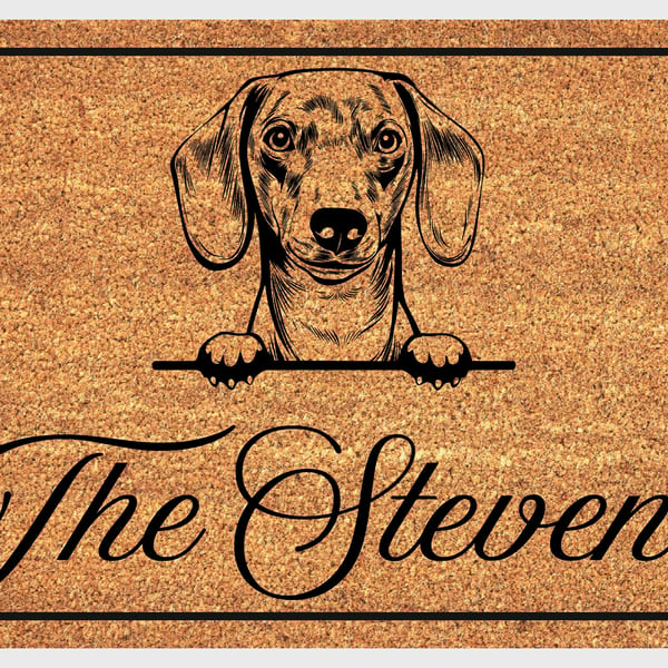 Dachshund Door Mat - Personalised Dachshund Welcome Mat - 3 Sizes