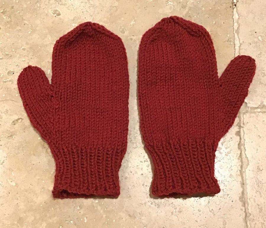 Red Hand Knit Mittens