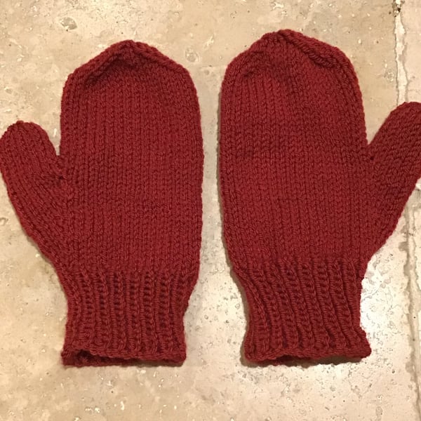 Red Hand Knit Mittens