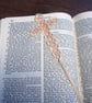 Pale Pink and Cream Tatted Cross Bookmark - Image 3