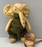 Elephant, hand sewn and dressed embroidered elephant, collectable artist bear - Image 7